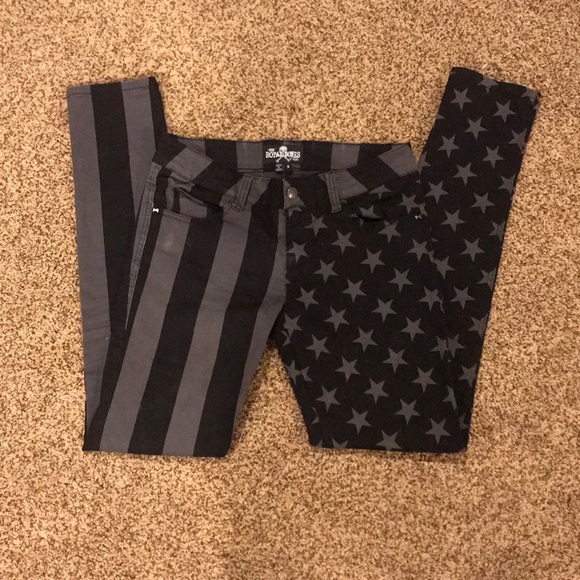Royal Bones Denim - Royal Bones Stars & Stripes Black & Grey Jeans